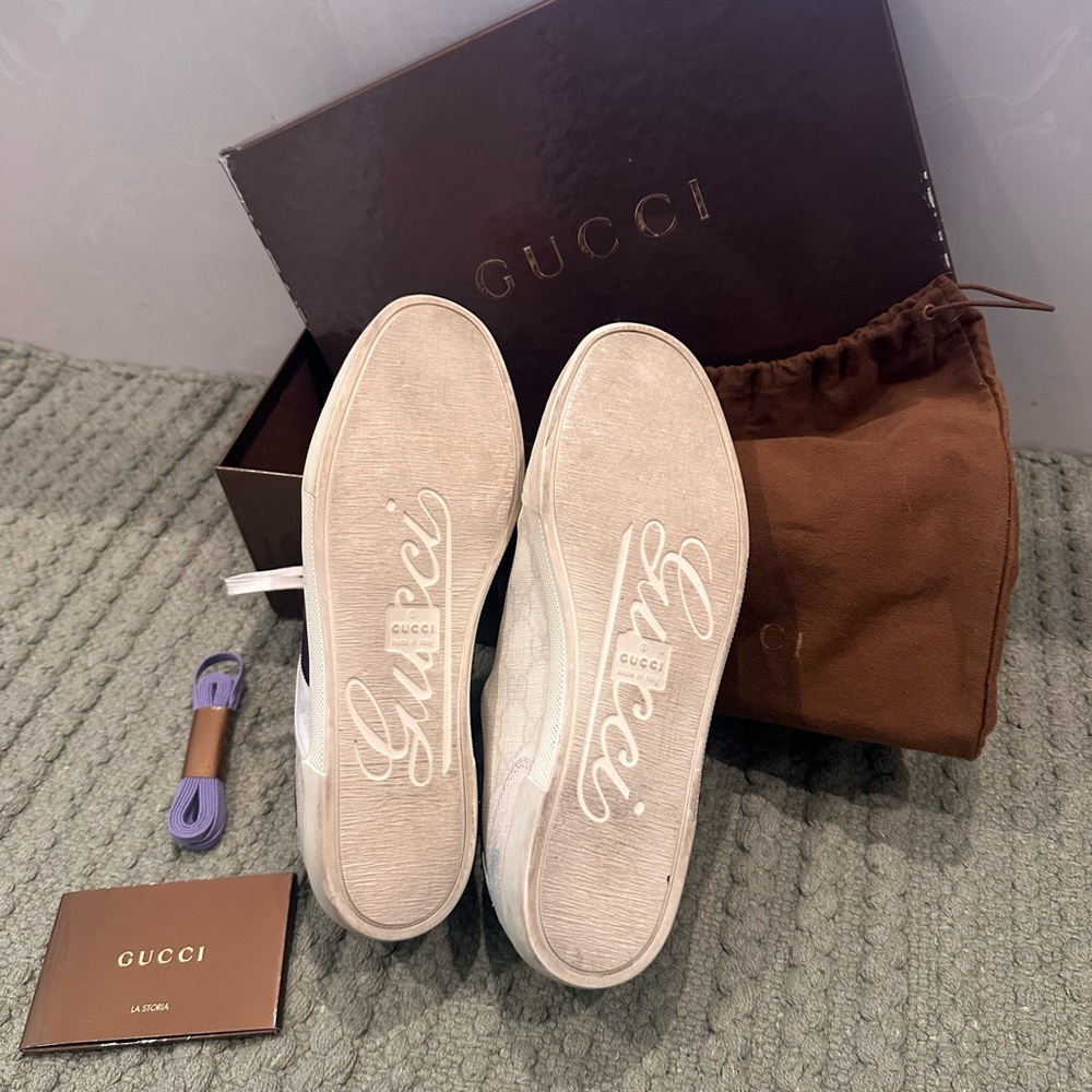 Gucci White and Purple Low-Top Women's Sneakers - Picture 4 of 10